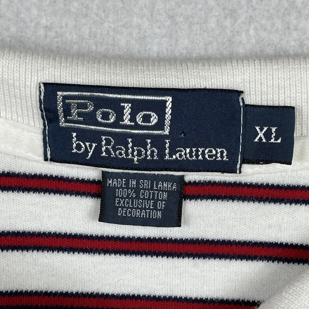 Polo Ralph Lauren Shirt Mens XL White Red‎ Striped Casual Preppy Workwear Travel